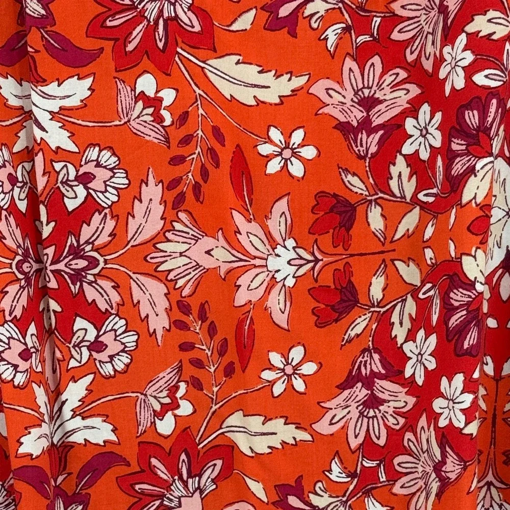 Old Navy Peasant Top Womens XXL TTG Orange Boho Cottagecore Romantic Floral Fall - Picture 2 of 8